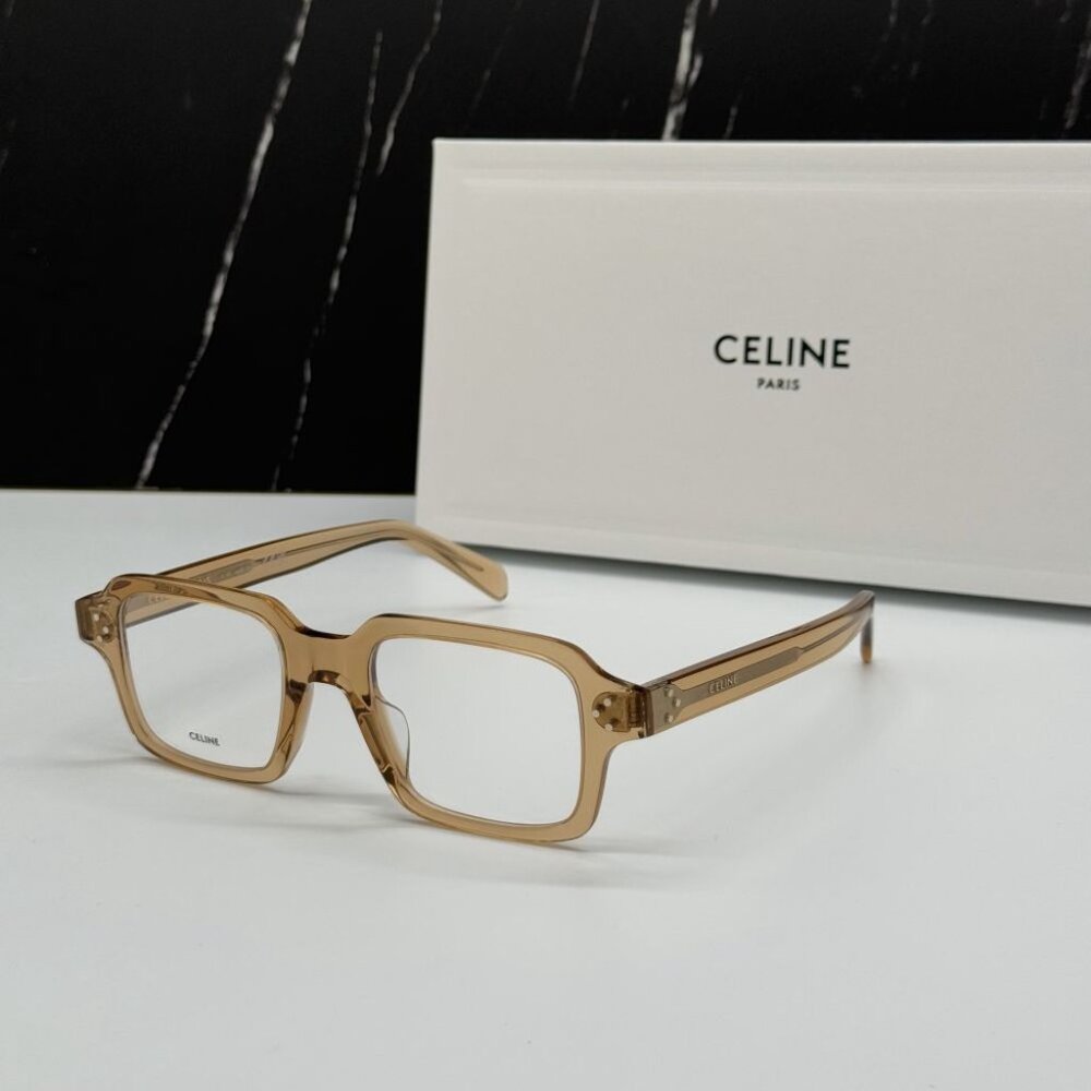 NEW CELINE CL50144U 045 BEIGE SQUARE UNISEX CELINE EYEGLASSES
